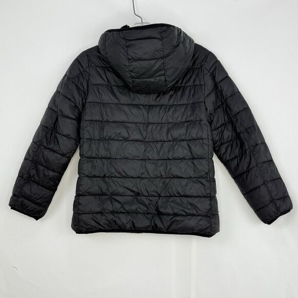 Land's End Unisex Kids Jacket Reversible Insulated Fleece Puffer Hood Sz L 10-12 - Picture 6 of 16